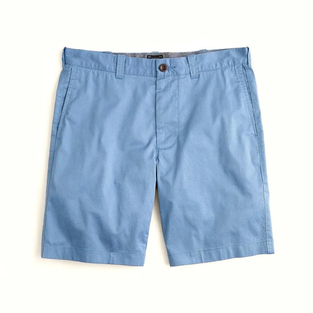 J. Crew Mens 31 9 Inseam Stretch Flat Front Shorts White Khaki Blue New